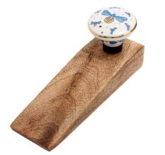 Blue Golden Firefly glowworm Pattern Flat Ceramic Wooden Door Stopper